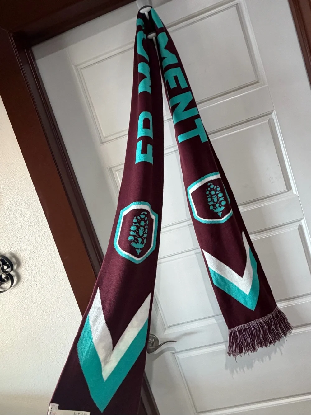 FP Movement by Free People Maroon and Teal Graphic Fringe Wrap